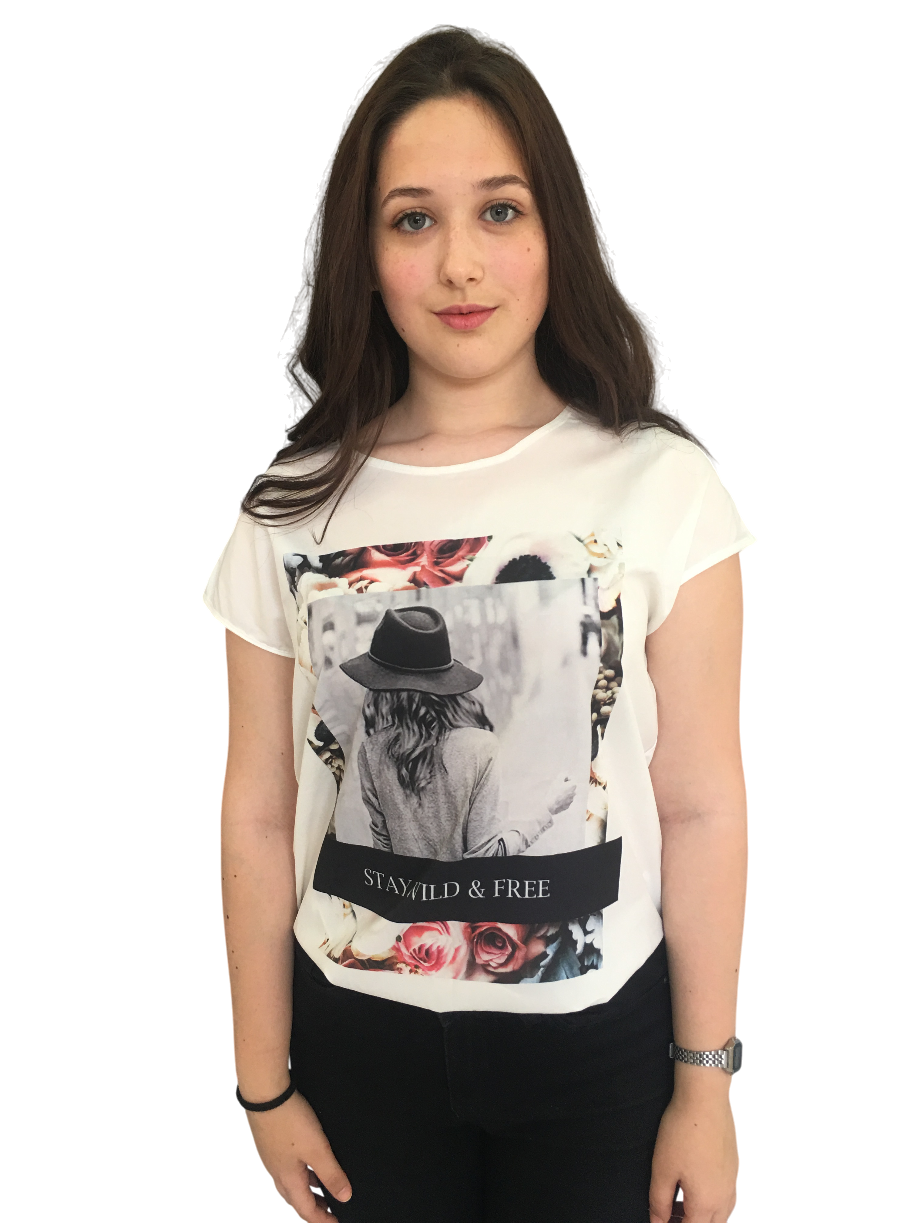 DİJİTAL BASKILI DÜŞÜK KOLLU BLUZ