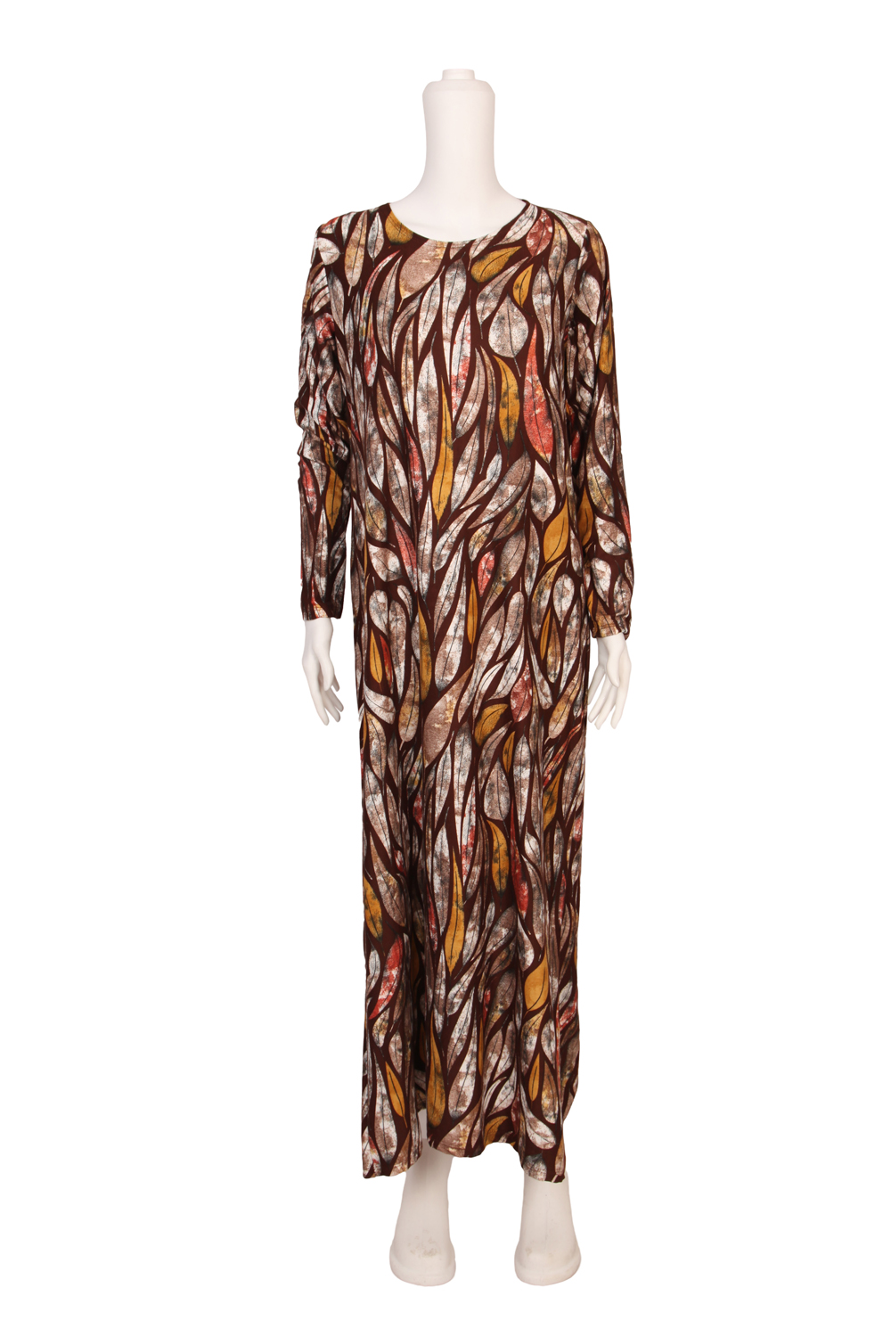 Hardal Deseni Süet Anne Elbisesi