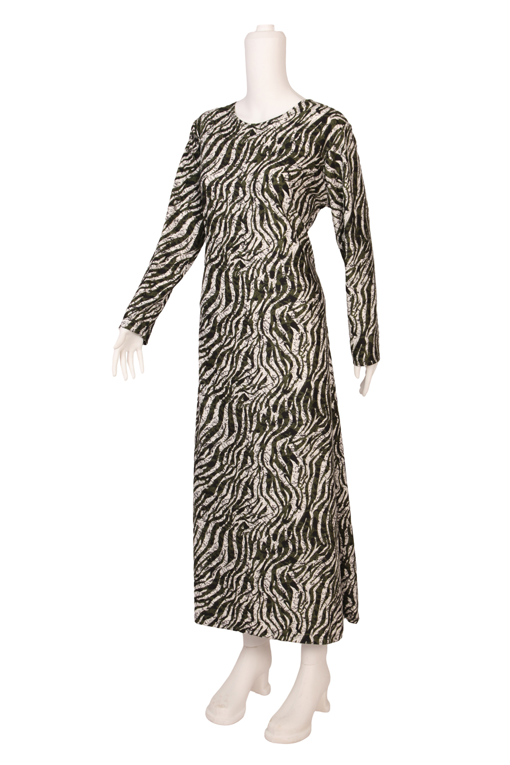 Yeşil Şal Deseni Süet Anne Elbisesi