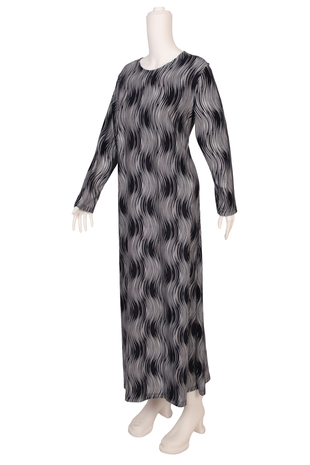 Lacivert Deseni Süet Anne Elbisesi | Rahat ve Şık Anne Giyim