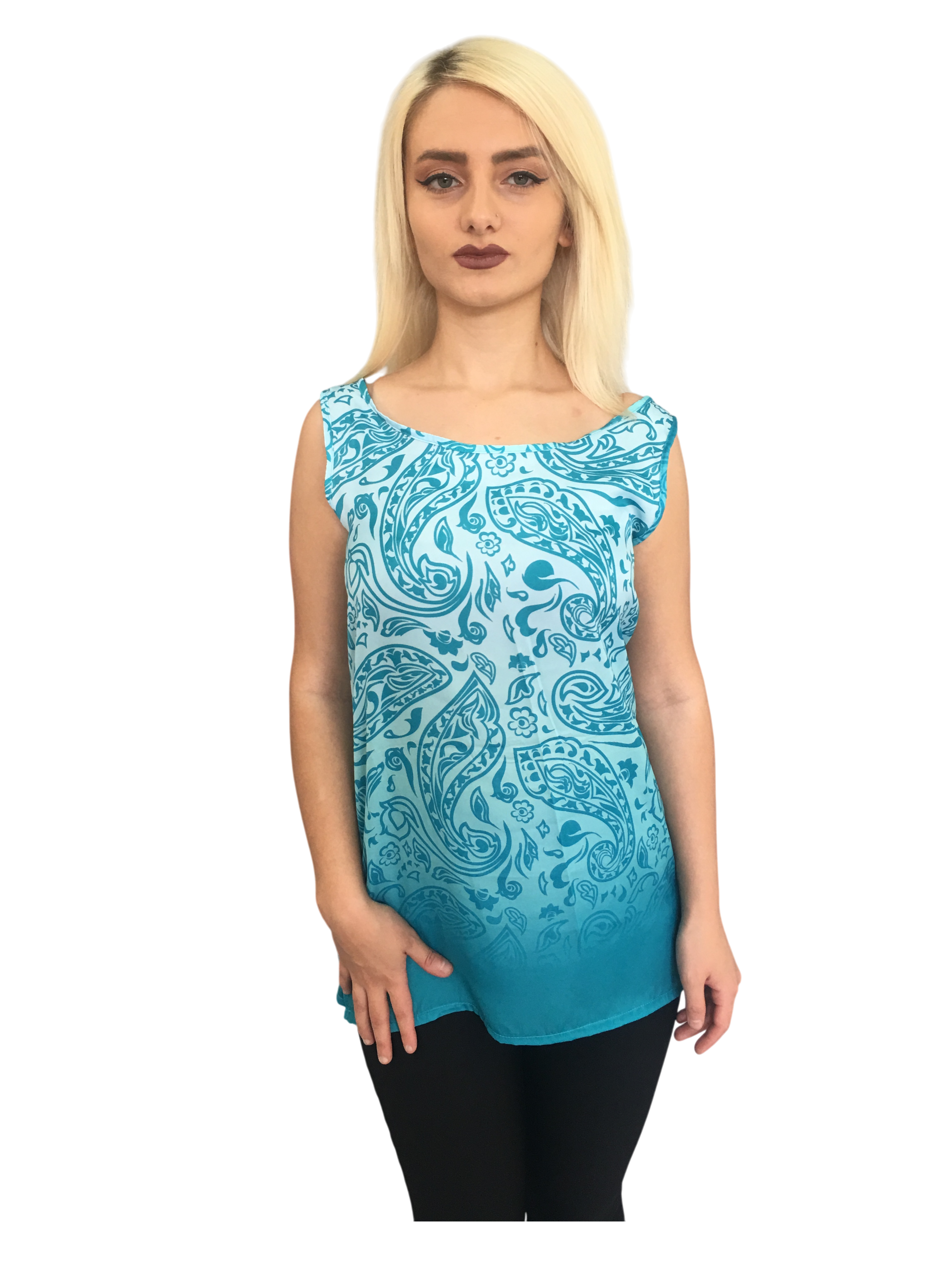 DİJİTAL BASKILI DÜŞÜK KOLLU BLUZ