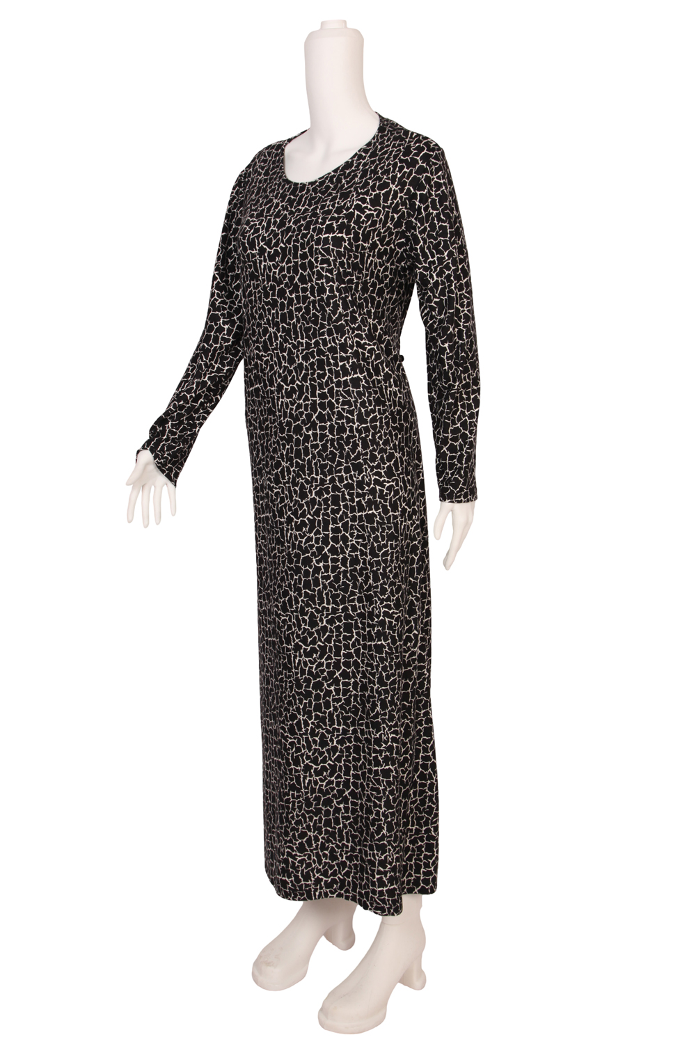 Siyah Şal Deseni Süet Anne Elbisesi